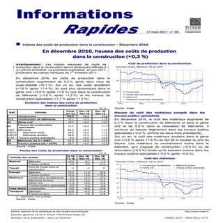 Insee : coûts de production du bâti...