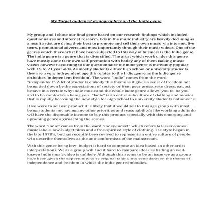 Indie genre audience demographics