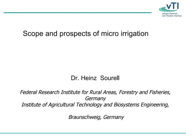 Scope and prospects of micro irrigation