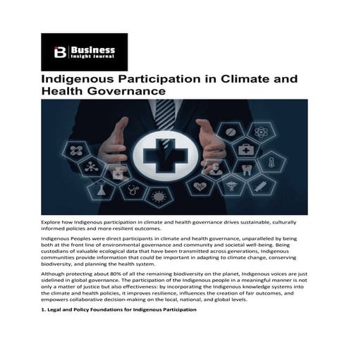 Indigenous Climate and Health Governance and Cultural Preservation | PDF