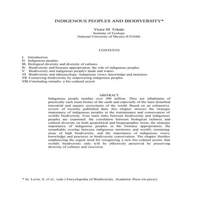 Indigenous peoples and biodiversity