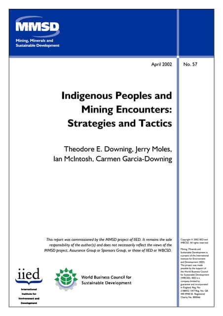 Indigenous peoples and mining encounters   strategies and tactics