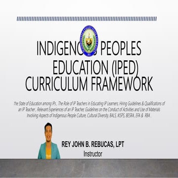 Indigenous Peoples Education Curriculum Framework