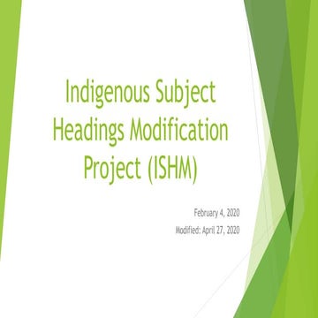 Indigenous subject headings modification project May 4,2020 | PPT