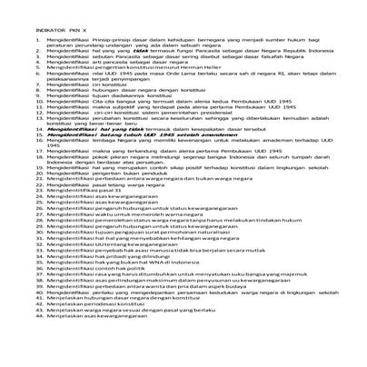 Indikator soal pkn x