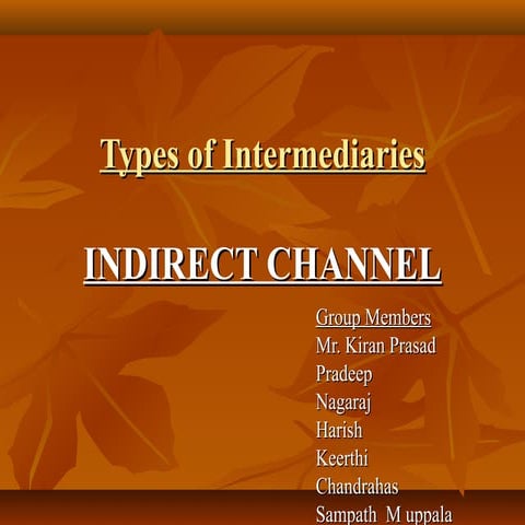 Indirect Channel of International Distribution
