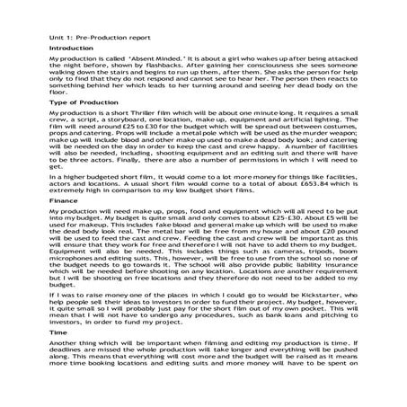 pre production report resubmission