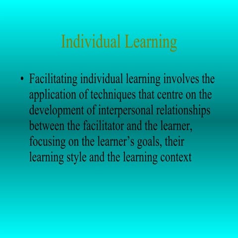 Individual & Work Based Learning