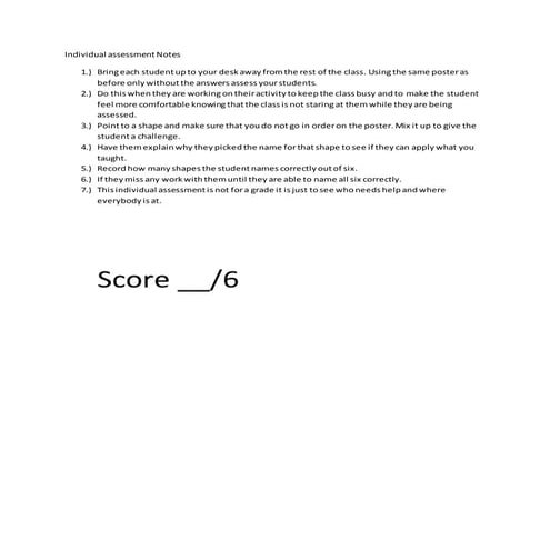 Individual assessment notes