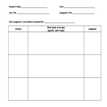 Individual assignments action plan