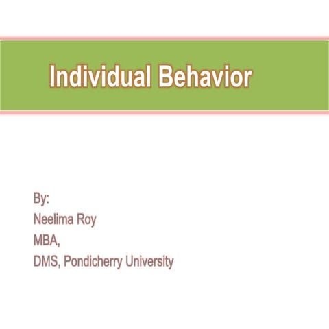 Individual behavior | PPT