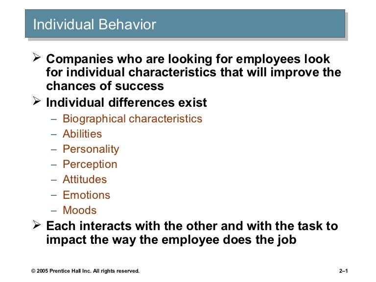 Individual behavior