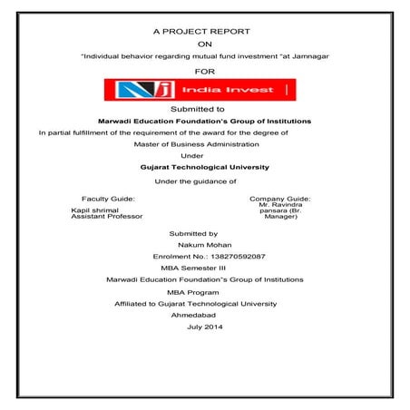 Individual behavior regarding mutual fund investment