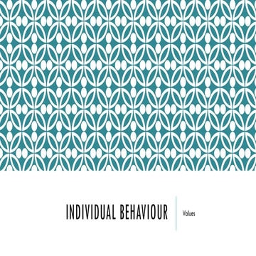 Individual Behaviour Values for organization behavior management