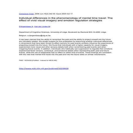 Individual differences in the phenomenology of mental time travel   the effec...