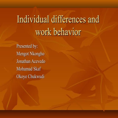  Individual differences vs work behaviour