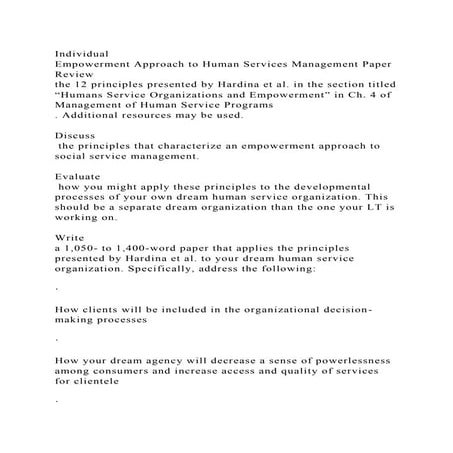 Review the 12 principles presented by Hardina et al. in the sectio.docx