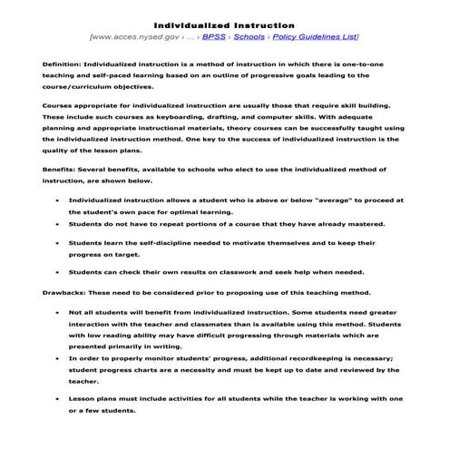 Individualized instruction 2