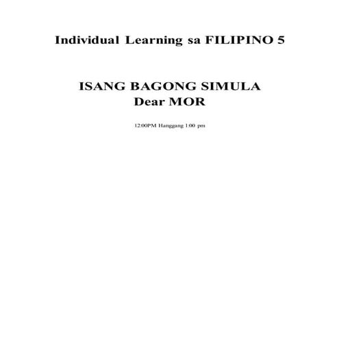 Individual learning sa filipino 5