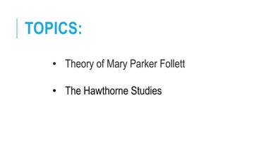 Follett's theory and The Hawthorne Studies