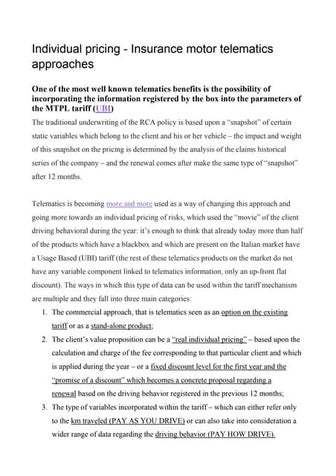 Individual pricing - Motor telematics