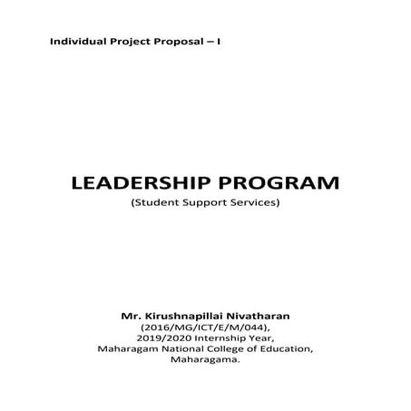 Leadership Program | Project Proposal