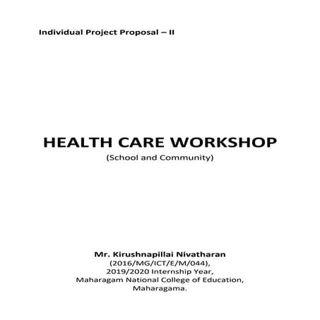 Health care workshop | Individual project proposal