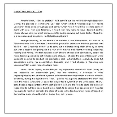 Individual reflection