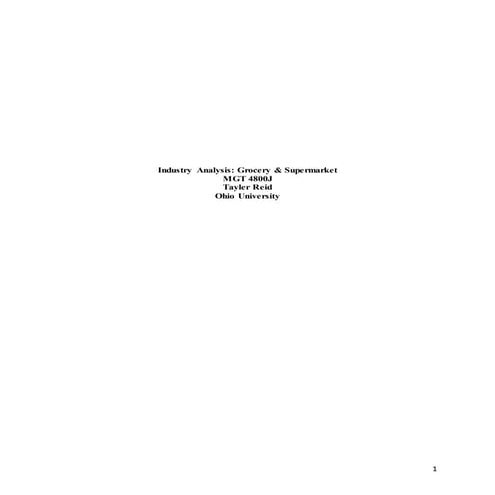 Strategic Analysis of the Grocery Industry