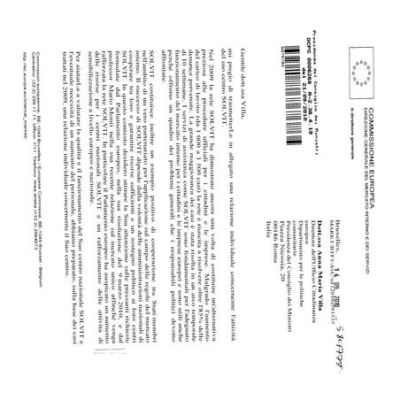 SOLVIT - Individual report italy 2009