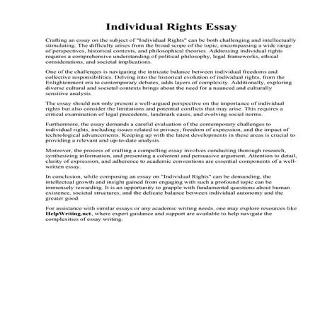 Individual Rights Essay. Narrative Essay: Individual rights essay | PDF