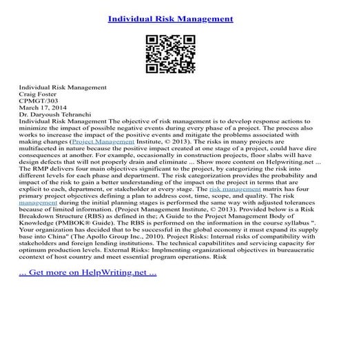 Individual Risk Management