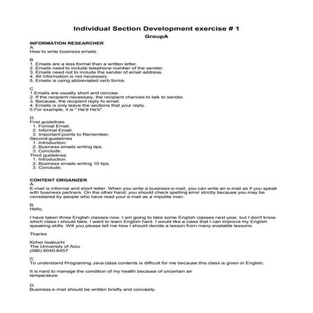 Individual Section Development Exercise #1