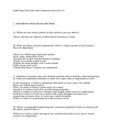 Individual sections development exercise #1