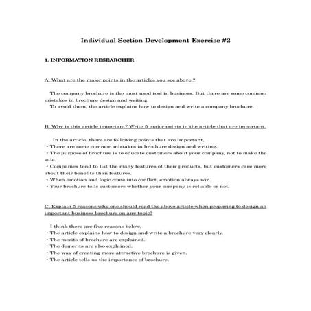 Individual sections development exercise #2
