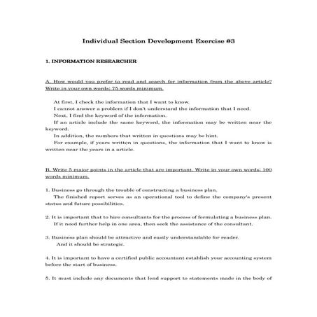 Individual sections development exercise #3