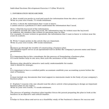 Individual sections development exercise # 3