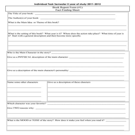 Individual task semester ii year of study 2011