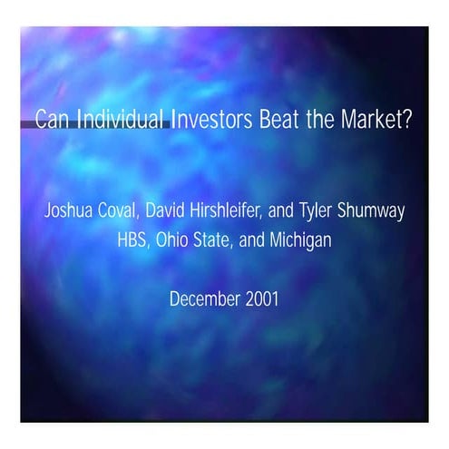 Can Individual Investors Beat the Market?