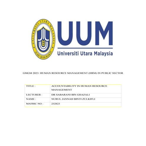 ACCOUNTABILITY IN HUMAN RESOURCE MANAGEMENT