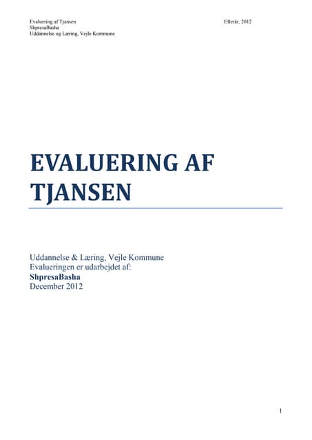 Indledning, evaluering