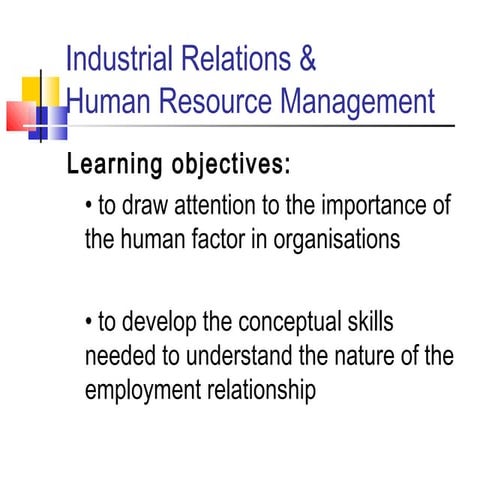 Industrial relations and HRM