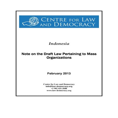 Note on the Draft Law Pertaining to Mass Organizations