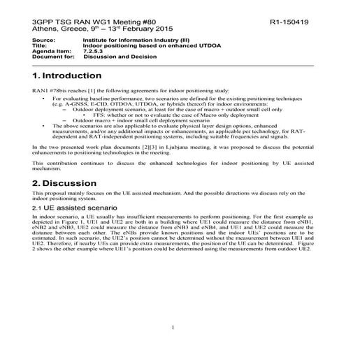 Indoor positioning based on enhanced utdoa (R1-150419)