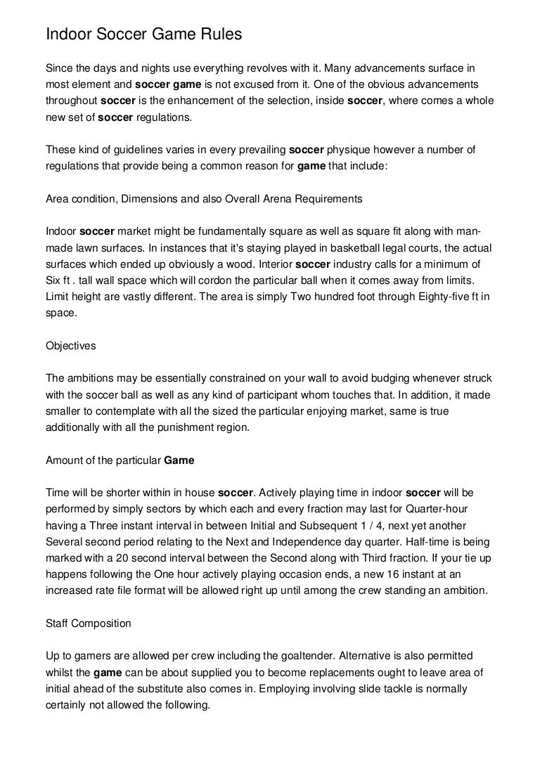 rules of soccer on Indoor Soccer Game Rules