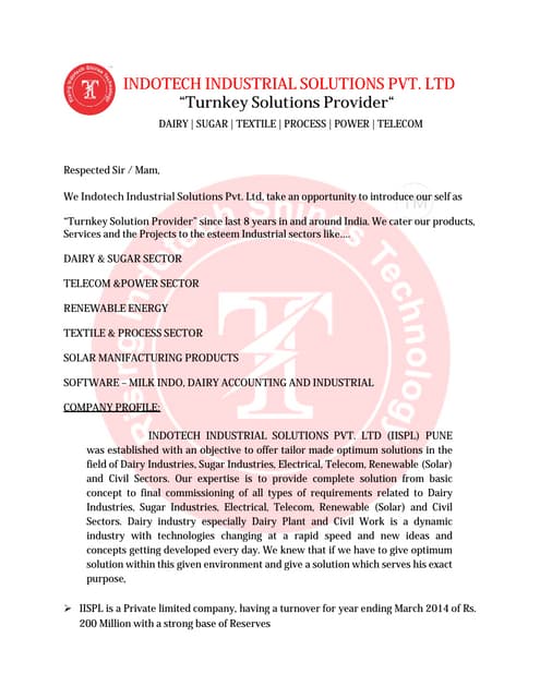Introduction Letter - Precision Spares for Rolling Mills | PDF