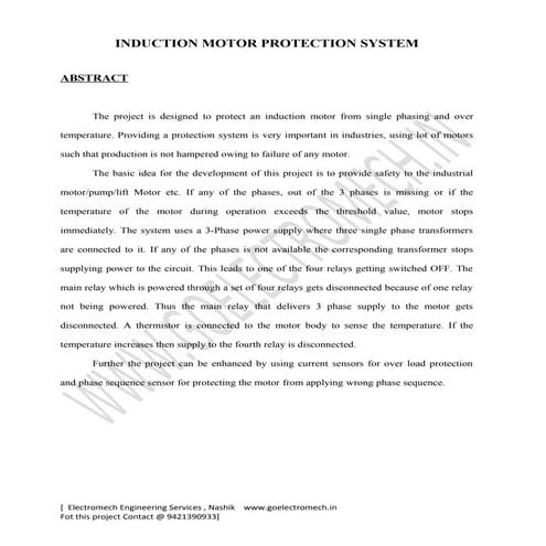 Induction motor protection system