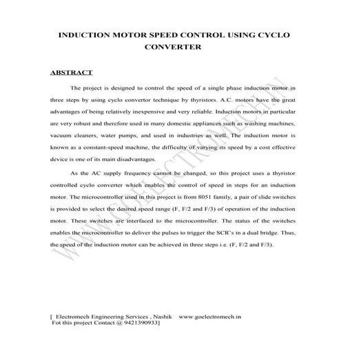Induction motor speed control using cyclo converter 14000