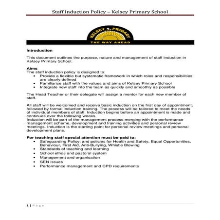 Induction of new staff for schools. this is great document to onboard ...