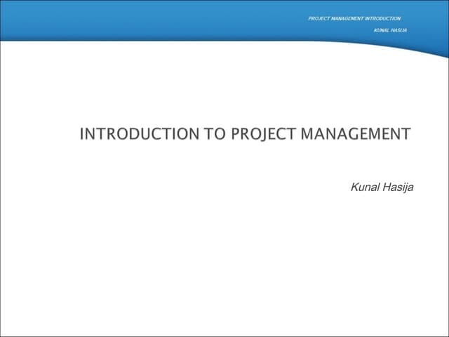 Introduction to Project Management PRINCE 2